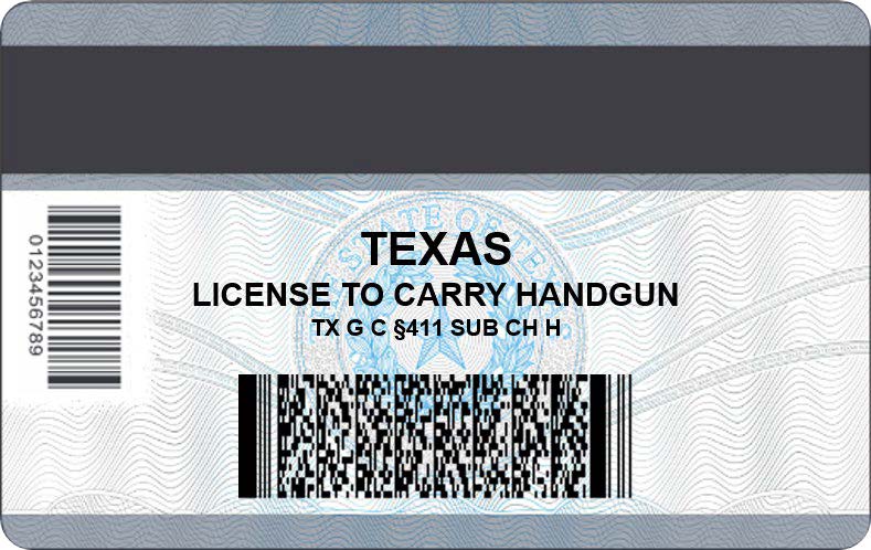 Reverse side of handgun license displaying 2D barcode