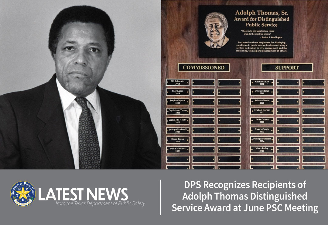 DPS Recognizes Recipients of Adolph Thomas Distinguished Service Award at June PSC Meeting