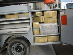 The vehicle was a cloned AT&T work truck containing 2,168 pounds of marijuana in all storage compartments