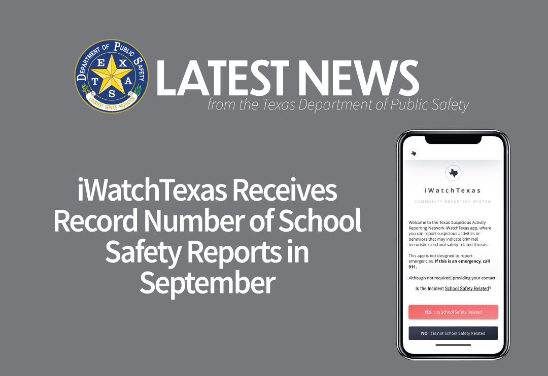 iWatchTexas Receives Record Number of School Safety Reports in September