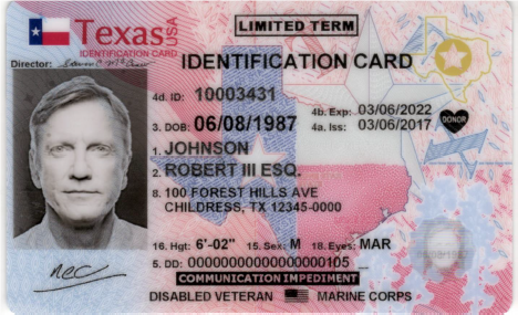 blank texas license