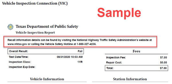 Vehicle Inspection Report