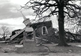 DPS responded when tornadoes struck Jacksonville in November 1987, destroying many buildings including this church.