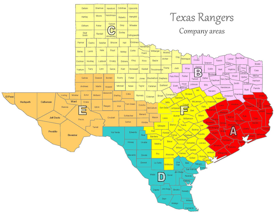 Texas Rangers company area map