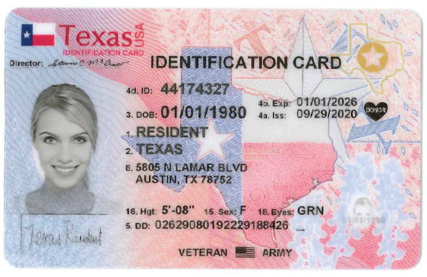 identification card image with veteran designator