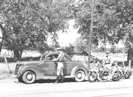 Texas Highway Patrol troopers patrolled Texas highways on motorcycles in the 1930s and 1940s.